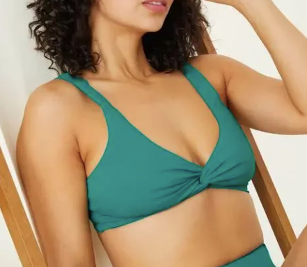NWT Andie Women's The Portofino Bikini Swim Top Peacock Teal Green Size S